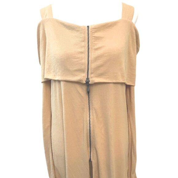 Soft Surrounding Golden Yellow Cold Shoulder Long sleeve Front Zip Top Size XS - Picture 3 of 9